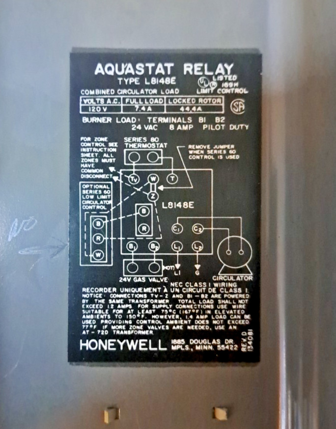 NIOB Honeywell / Resideo L8148J1009 Aquastat Relay New Old Stock!
