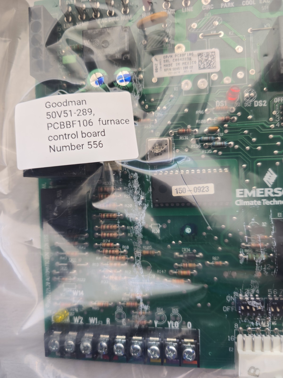 Goodman 50V51-289, PCBBF106 Furnace Control Board Num#556