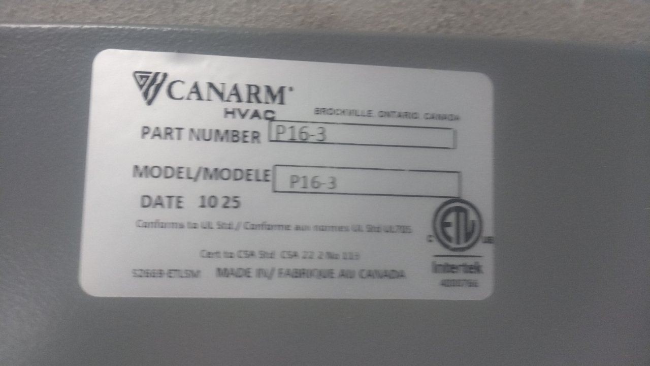 Canarm P16-3 16 In Blade Diameter 115VAC Panel Fan