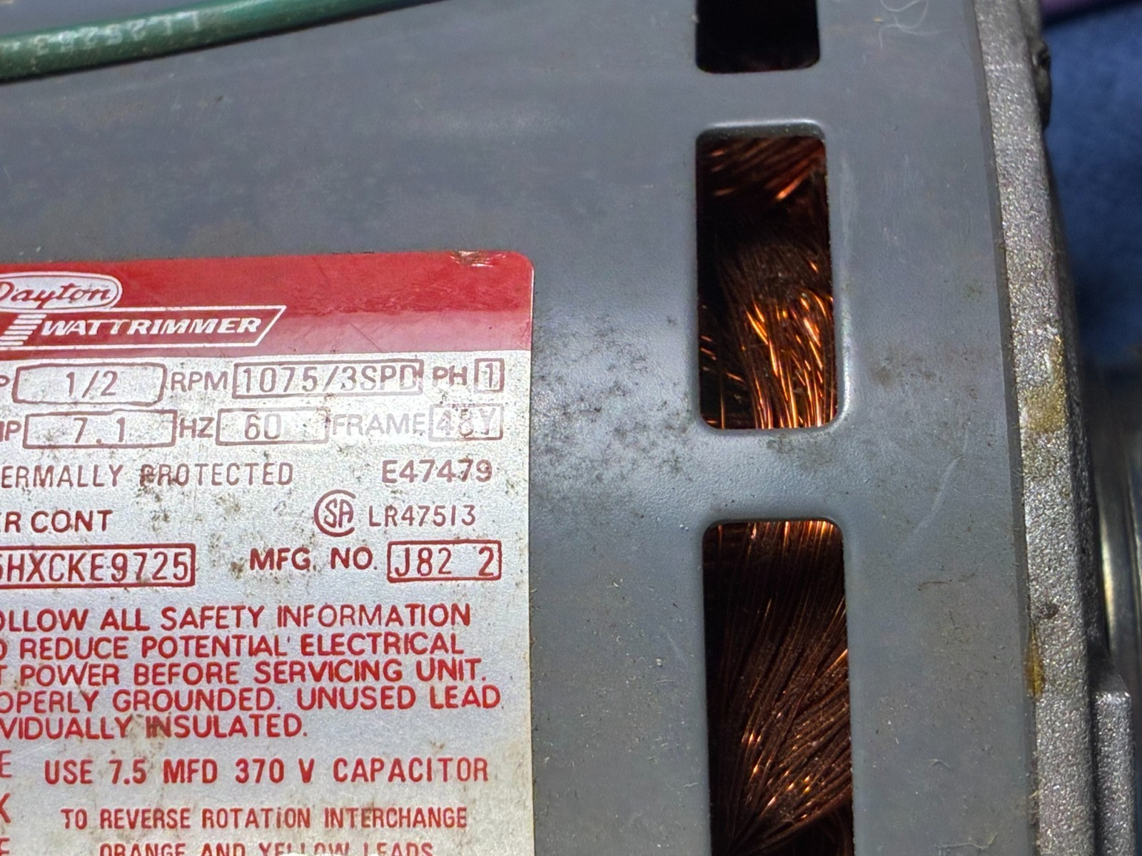 NEW OLD STOCK DAYTON HVAC 3M855 FURNACE AIR HANDLER BLOWER MOTOR 1/2 HP 3 SPEED
