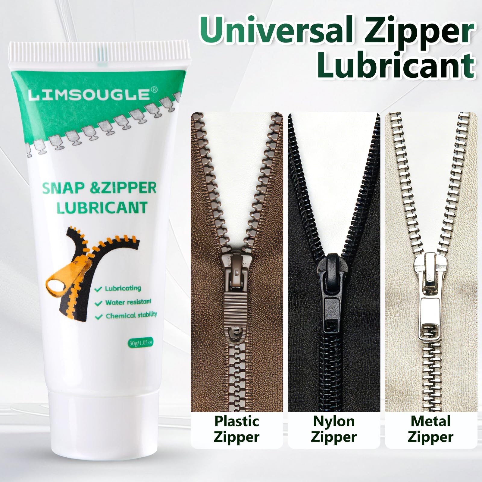 LIMSOUGLE Zipper Lubricant for Plastic & Metal – Non-Staining Lube 1-PACK