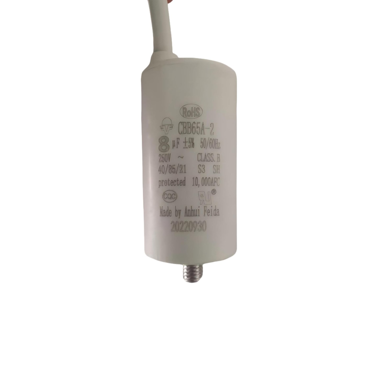 CBB65 8uF 250VAC 50/60Hz Compressor Run & Start Capacitor 40/85/21 with RoHS…