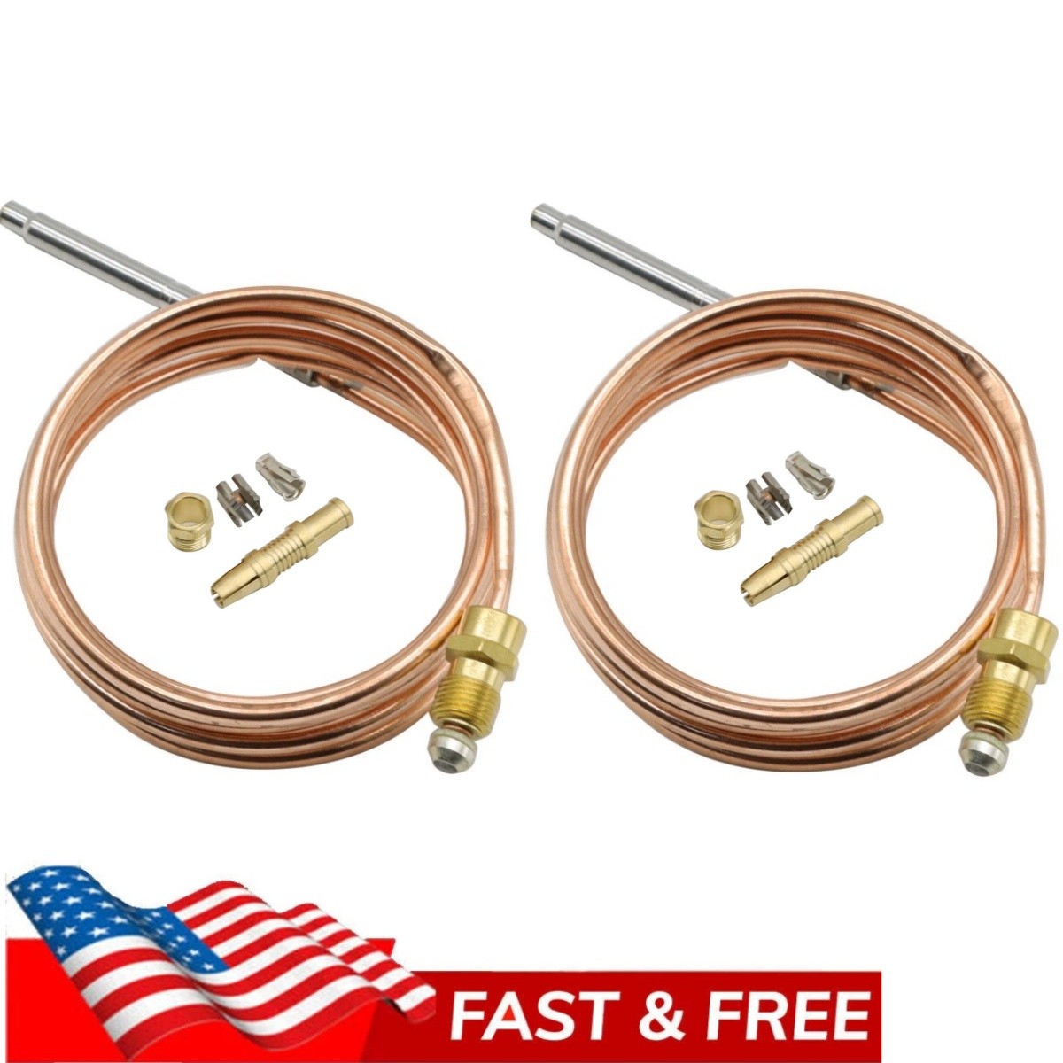 2PCS For Robertshaw Thermocouple 60″ 1980-060 Snap Fit Universal (51-1459)