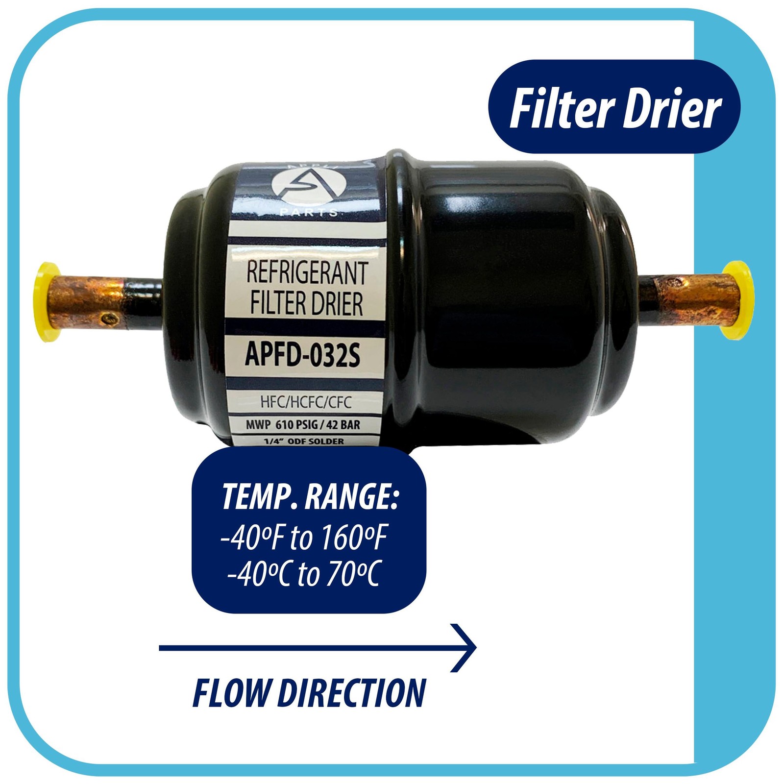 Appli Parts APFD-032S 1/4 in Liquid Line Refrigerant AC Filter Drier hvac Refrig