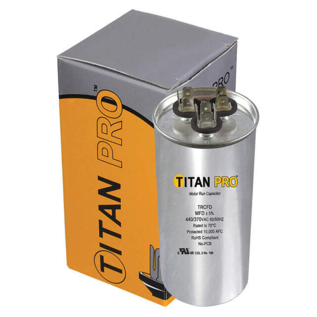 TitanPro TRCFD405 HVAC Round Dual Motor Run Capacitor. 40/5 MFD/UF 440/370 Volts