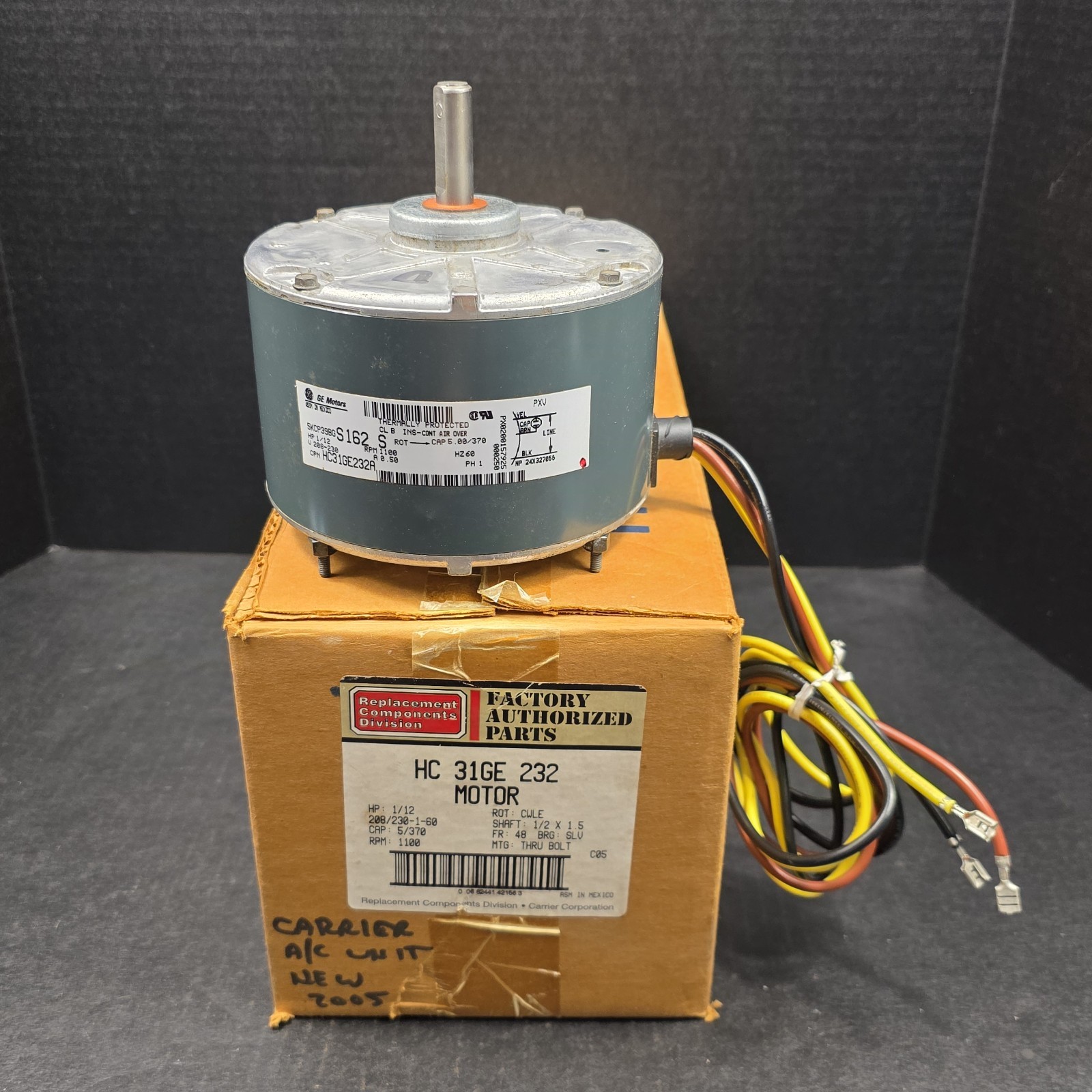 Carrier Bryant GE Condenser Fan Motor 5KCP39BGS162S / HC31GE232 1/12 HP, N.O.B.