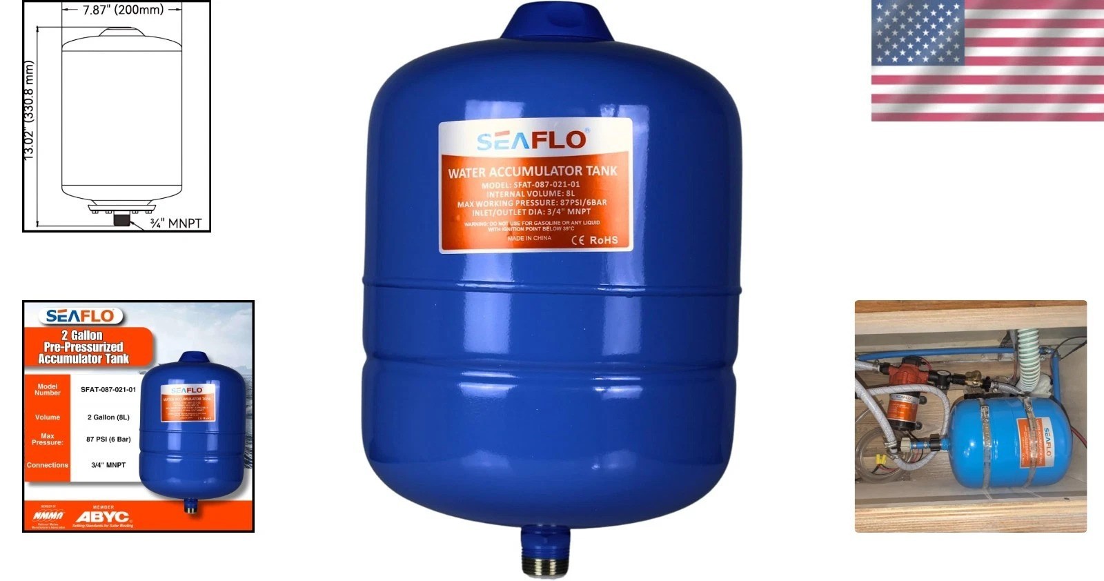 Compact 2 Gallon Expansion Tank – Reduces Pump Cycling, 87 PSI Efficiency