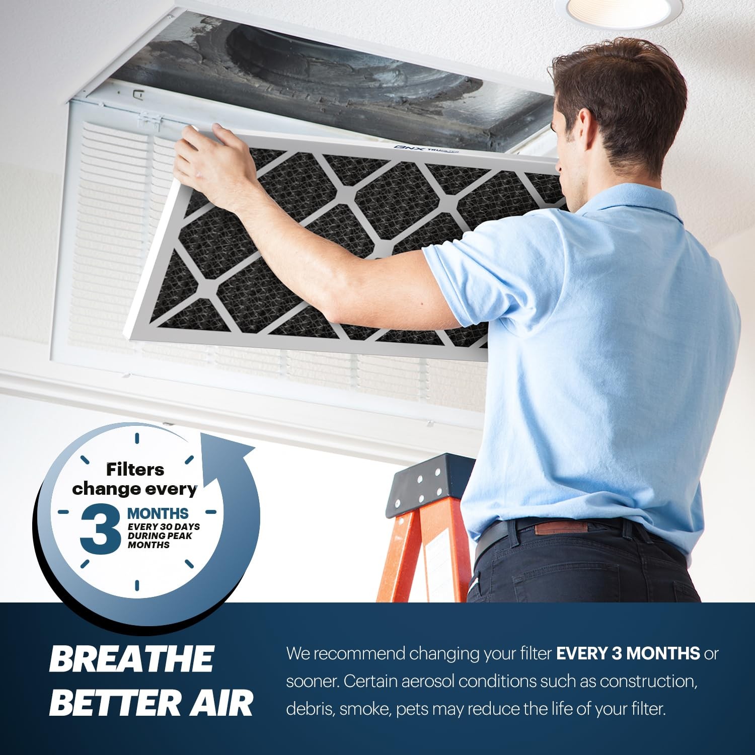 Bnx Trufilter 16X25X1 Merv 12 Odor Defense 4-Pack Ac Furnace Air Filter
