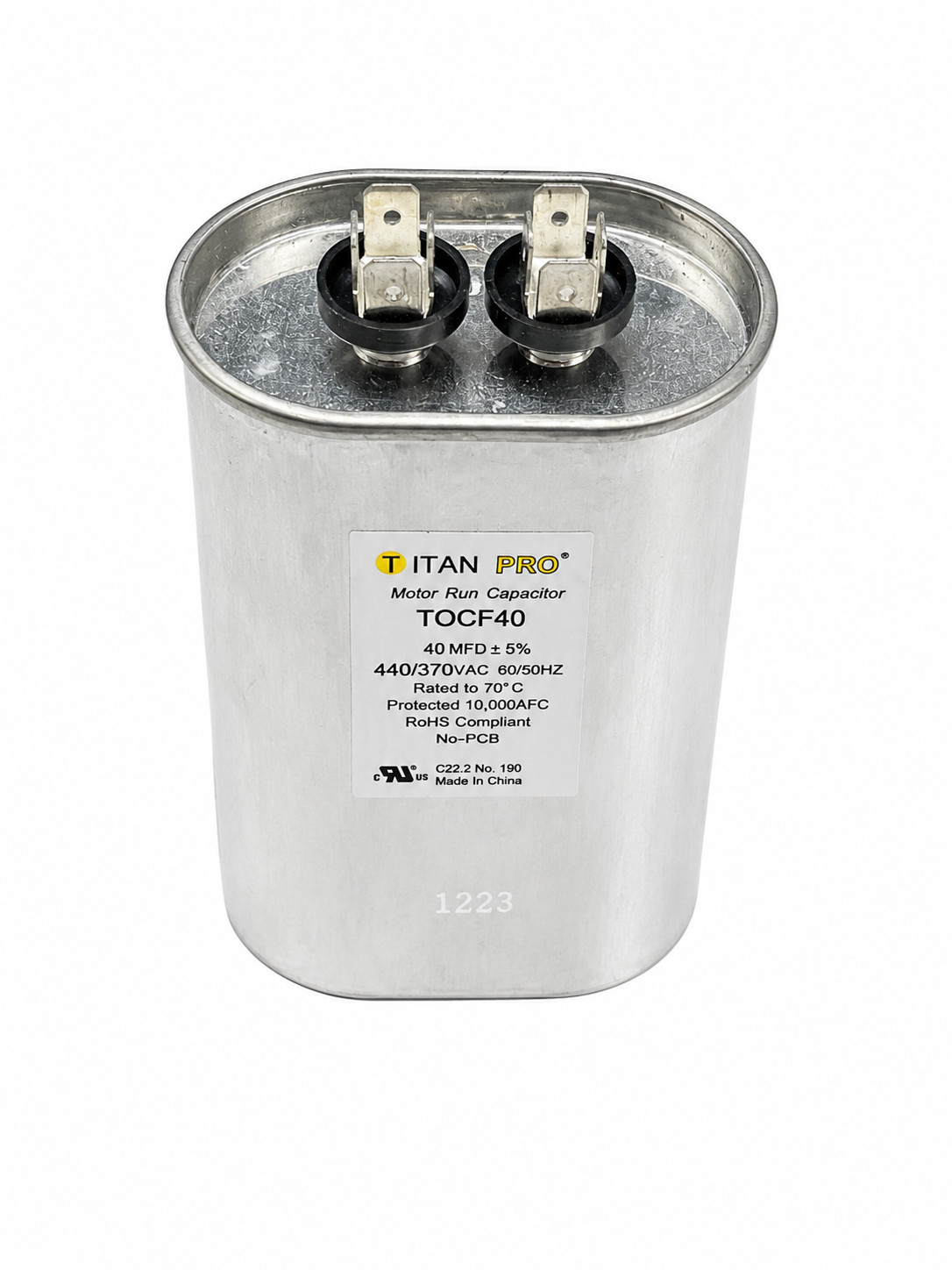 Titan Pro TOCF40 40 MFD Motor Run Capacitor 370/440VAC Oval HVAC NEW USA