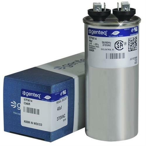 GE / Genteq 40 uf 370 VAC Round Run Capcom Capacitor C340R 97F9614