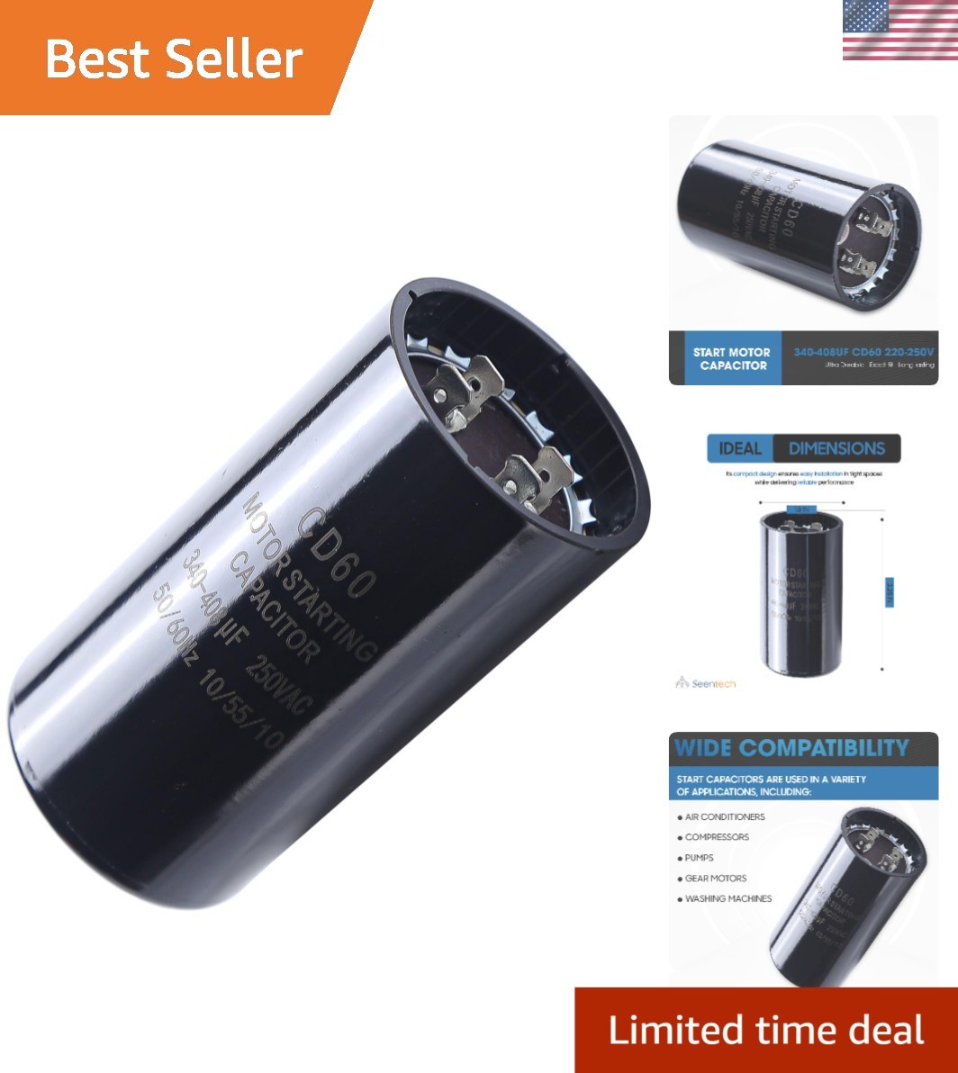 Reliable 340-408 uf Motor Start Capacitor 220-250V with Enhanced Safety Features