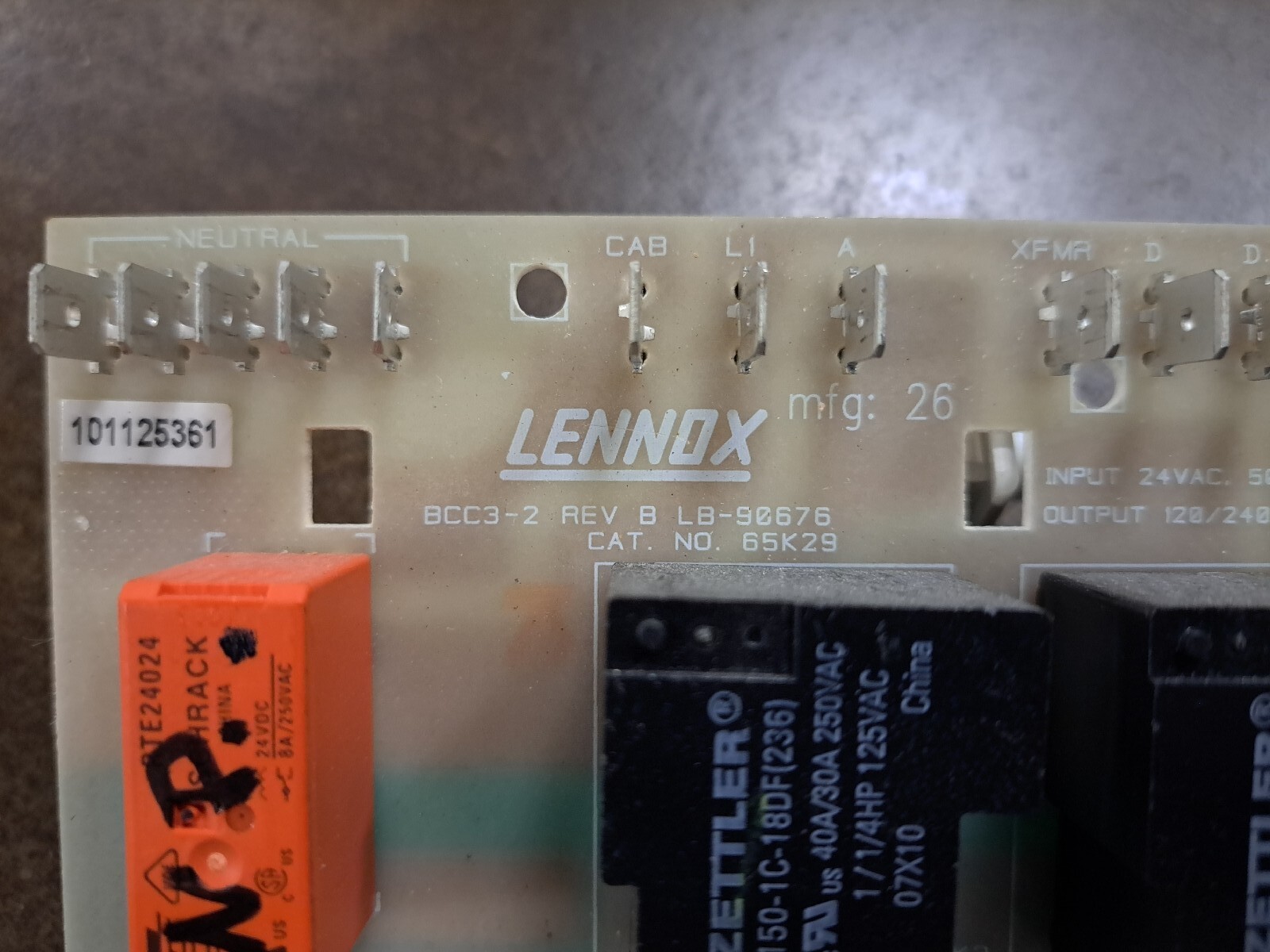 LENNOX LB-90676 Furnace Control Circuit Board BCC3-2 65K29 (orange)