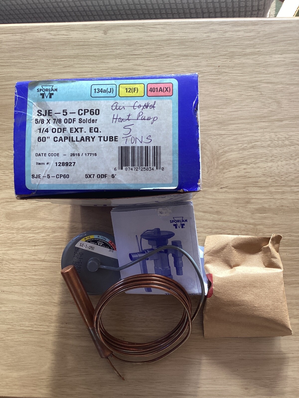 SPORLAN SJE-5-CP60 Expansion Valve 5/8 X 7/8 ODF SOLDER