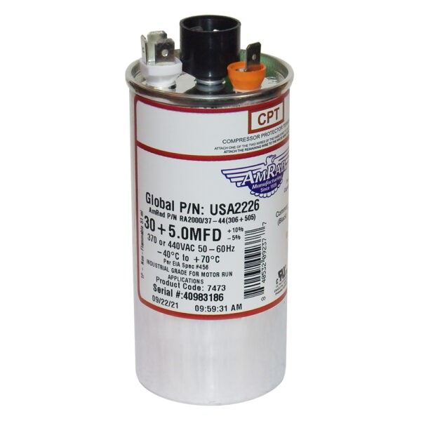 AmRad 30+5 uf/MFD 370-440 VAC volts Round Dual Run Capacitor 50/60 Hz Lot-1