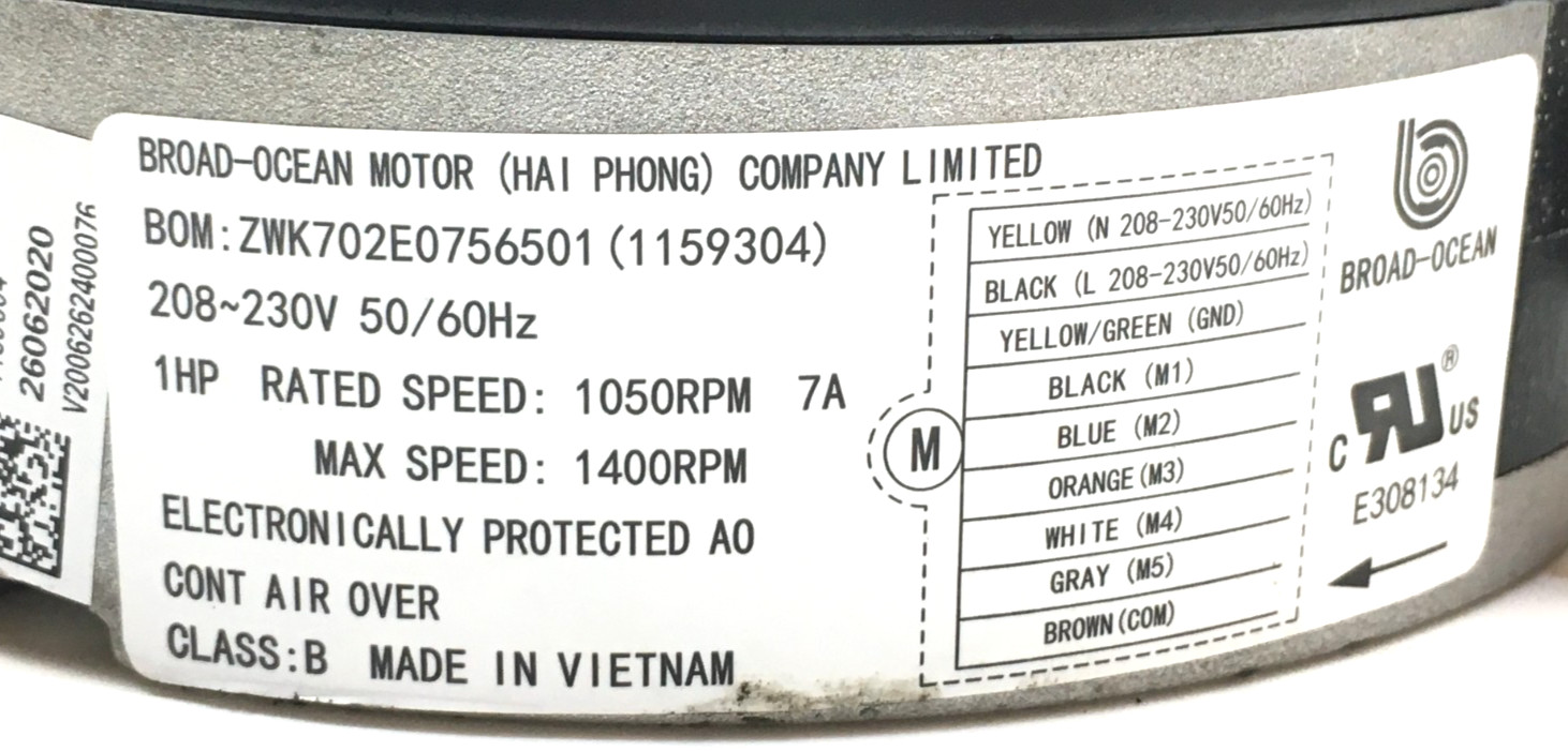 BROAD-OCEAN ZWK702E0756501 ECM Module ONLY S1-32436223465 230V 1HP used #J022