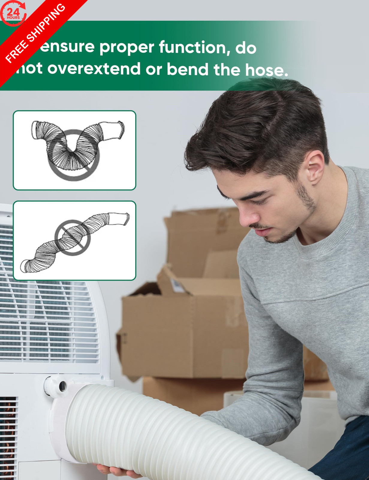 Plusluck Portable Air Conditioner Hose, 5.9″Diameter & 5.9inch, White