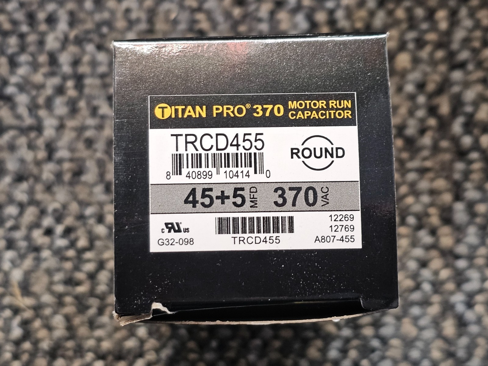 (QTY 5) TitanPro TRCD455 HVAC Round Dual Motor Run Capacitor. 45/5 MFD/UF 370V