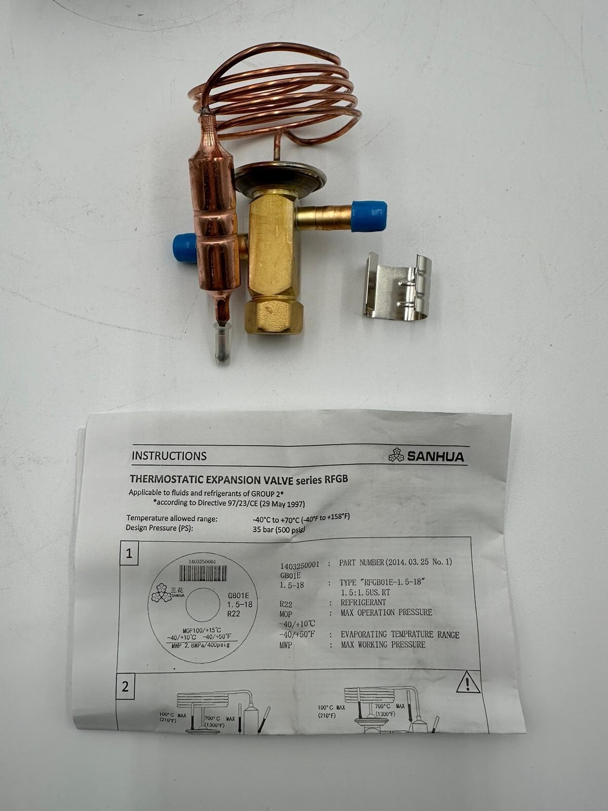 R134a Thermostatic Expansion Valve Sanhua In 1/4 Out 1/4 Solder 32023-1 RFG B04