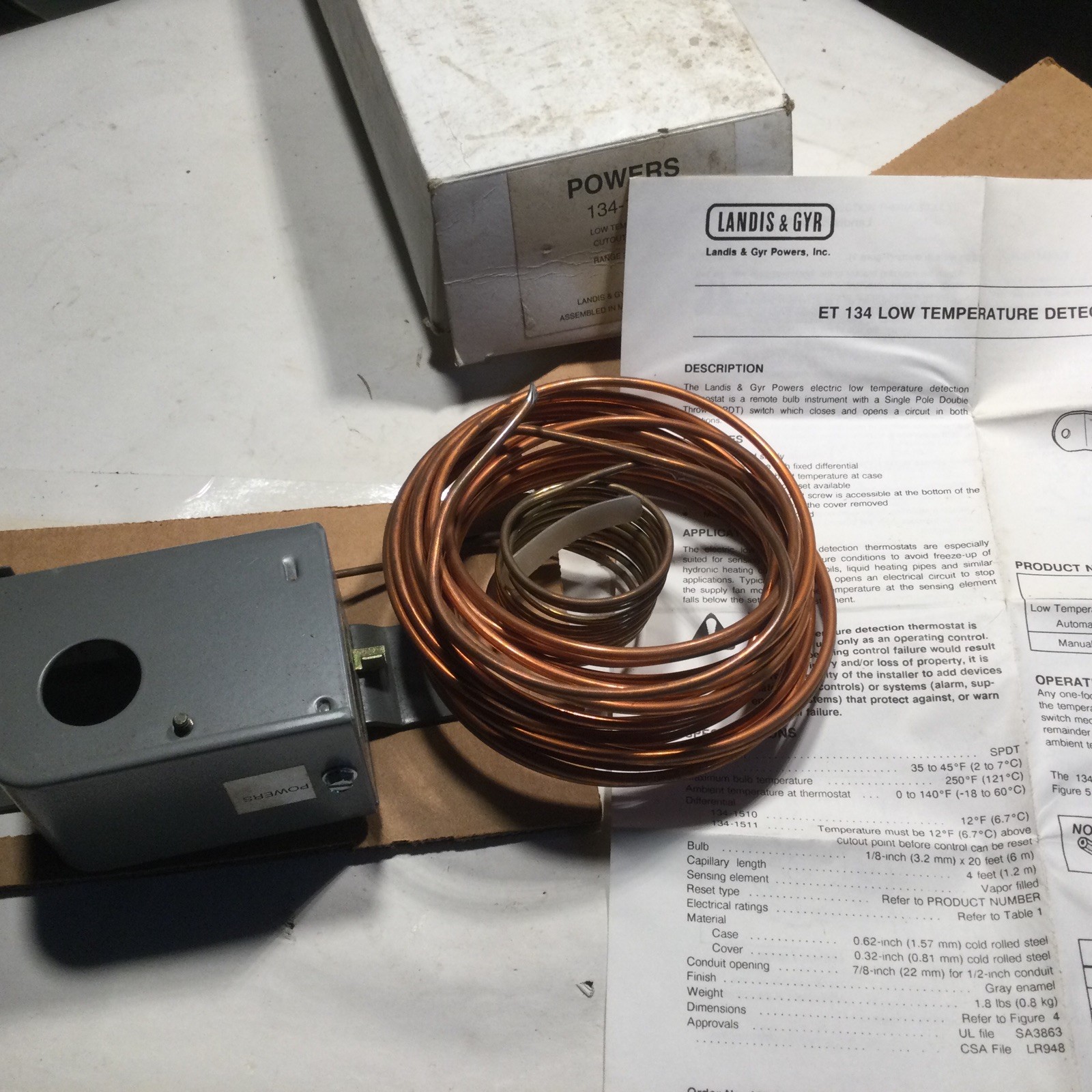 NEW NOS Powers 134-1511 Low Temperature Cutout Control Range 34/45 Degrees F