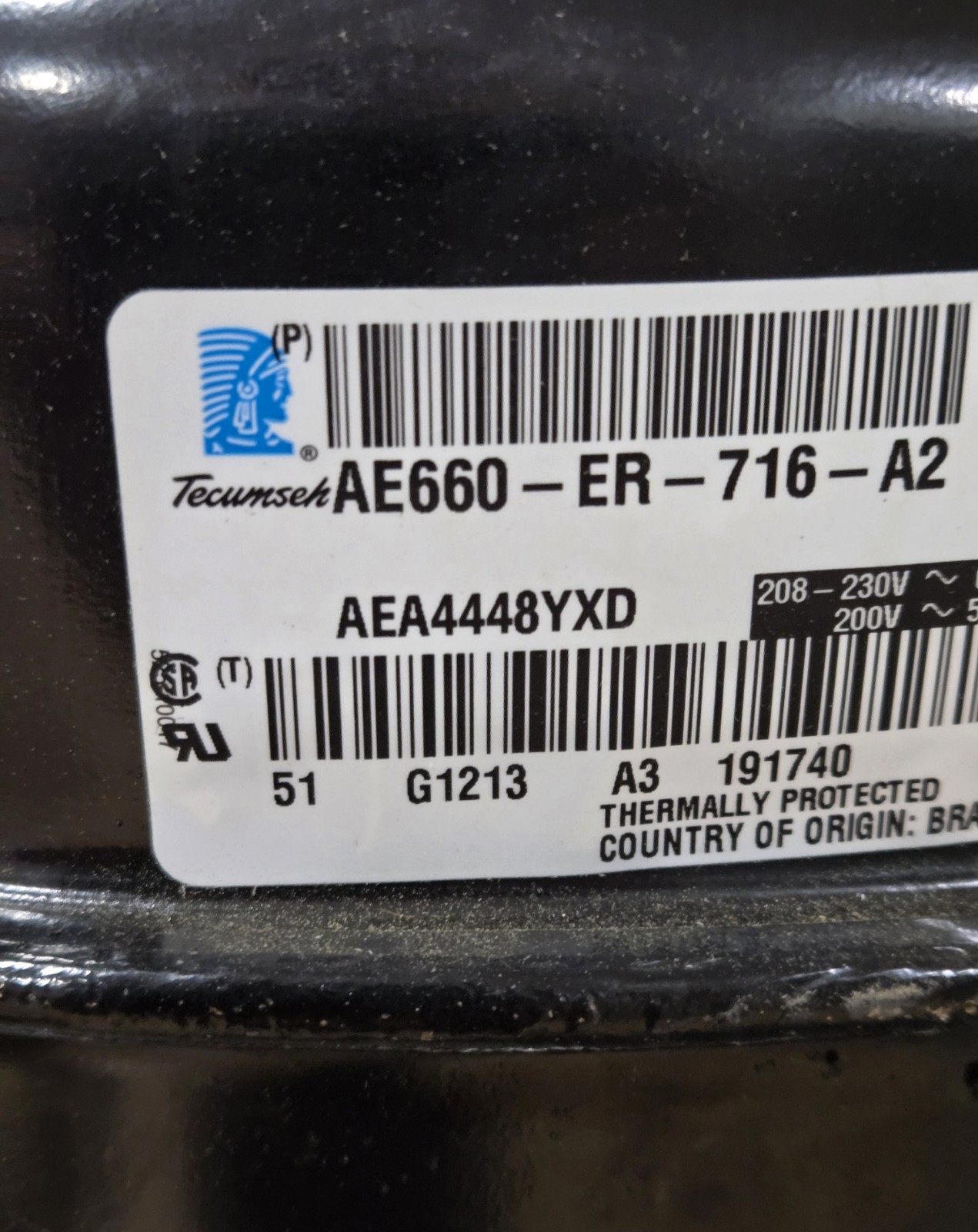 TECUMSEH AEA4444YXDPA 1/4 HP High Temp Air-Cooled Refrigeration Condensing Unit