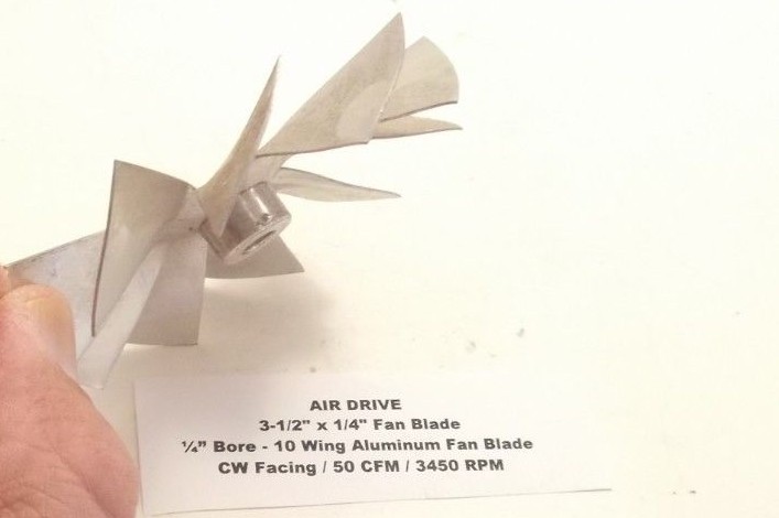 AIR DRIVE 3-1/2″ x 1/4″ Fan Blade – 10 Wing Aluminum Fan Blade – 1/4″ Bore – CW