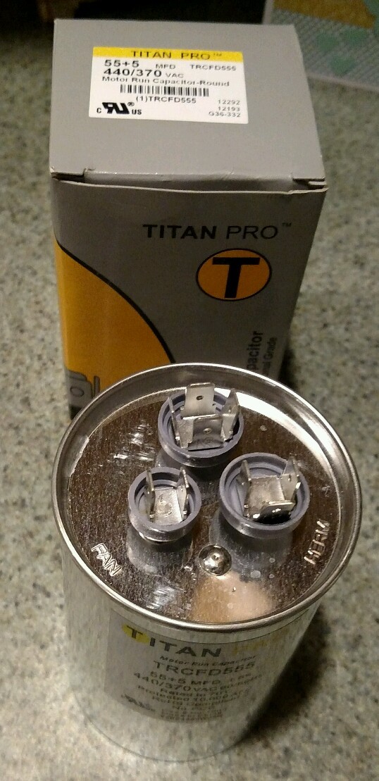 Titan Pro TRCFD555 HVAC Round Dual Motor Run Capacitor 55/5 MFD/UF440/370 VAC