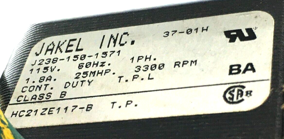 Durham J238-150-1571 Draft Inducer Blower Motor HC21ZE117-B 115V 3300RPM RMA308A