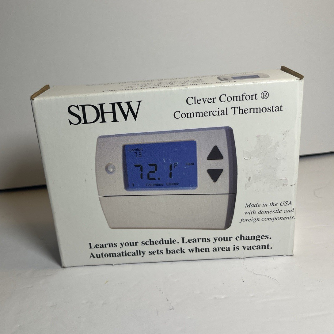 SDHW Clever Comfort Commercial Thermostat SDHW1001 24VAC 4H/4C Auto. Untested