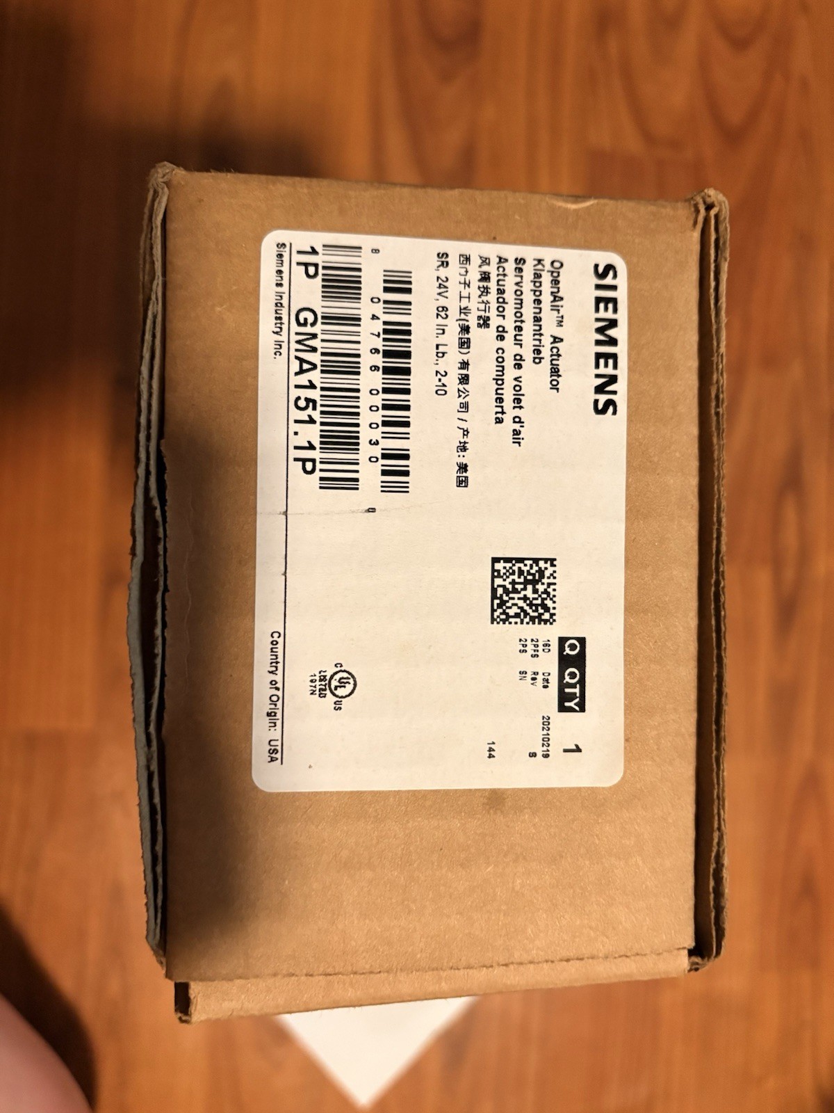 Siemens OpenAir GMA151.1P Rotary Spring Return Damper Actuator 24V w/ Hardware