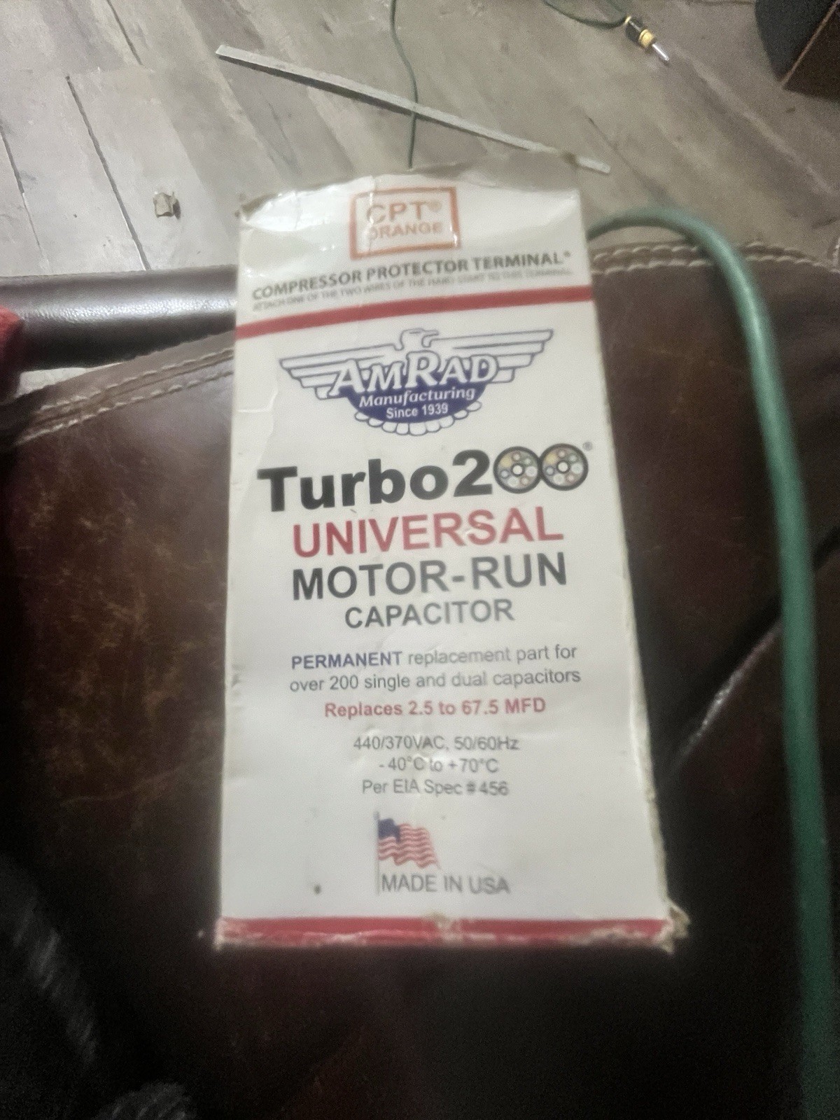 AmRad Turbo 200 Universal Motor-Run Capacitor 440/370 VAC CPT Orange Made in USA