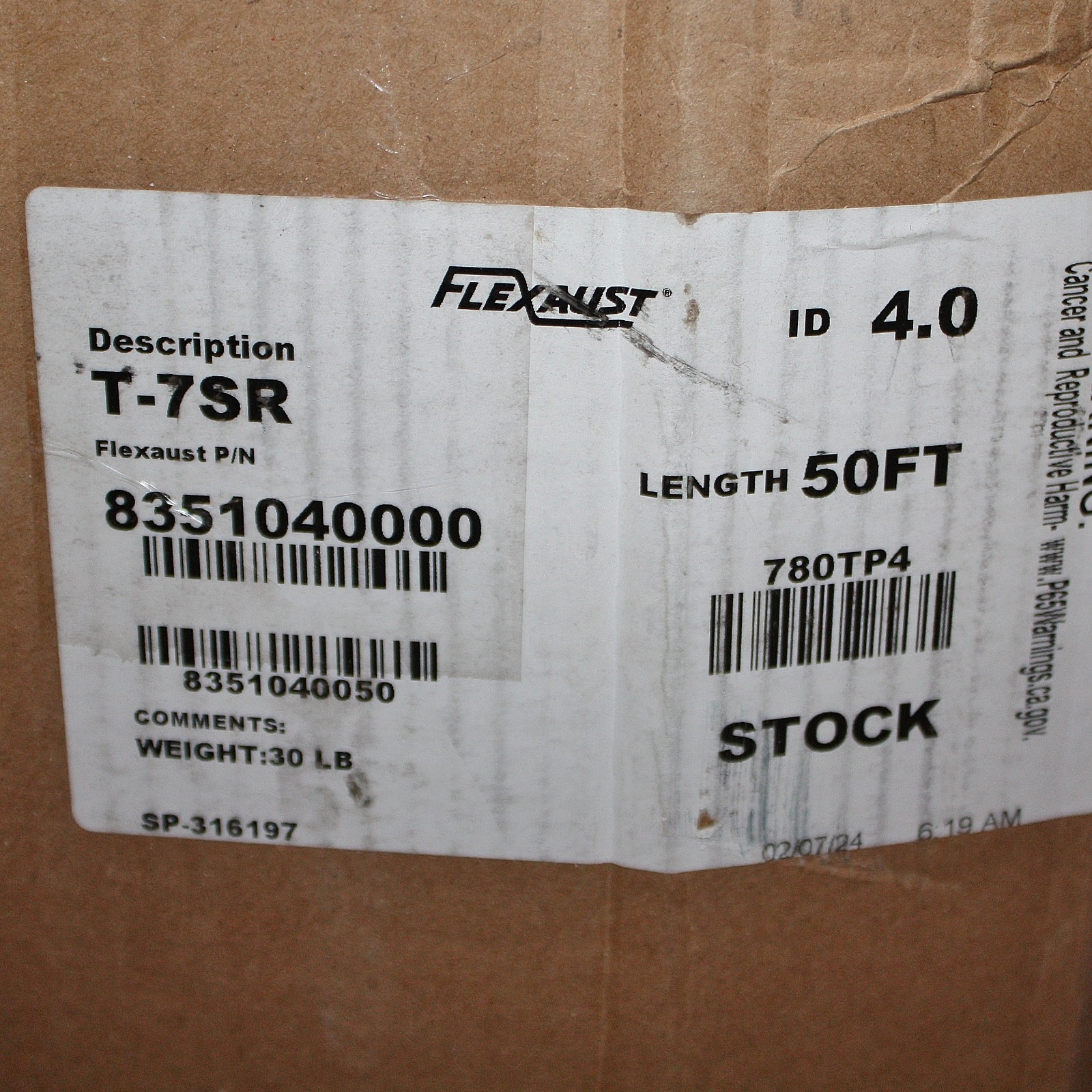 Flexaust Duct Hose 8351040050, 4″ ID x 50ft, Black TPE, Steel Wire Reinforced