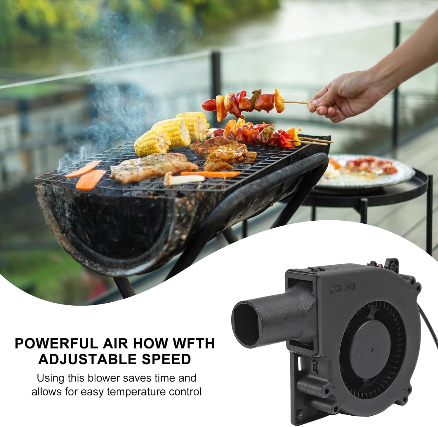 120mm BBQ Fan 12V 4.72in Blower Brushless with 110V/120V Variable Speed Controll