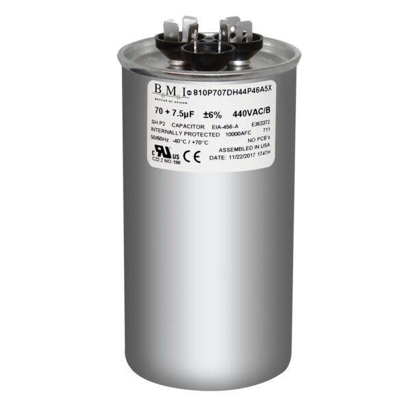70/7.5 MFD 370 440 VAC Run Capacitor replaces GE Genteq Capcom C37075R C47075R