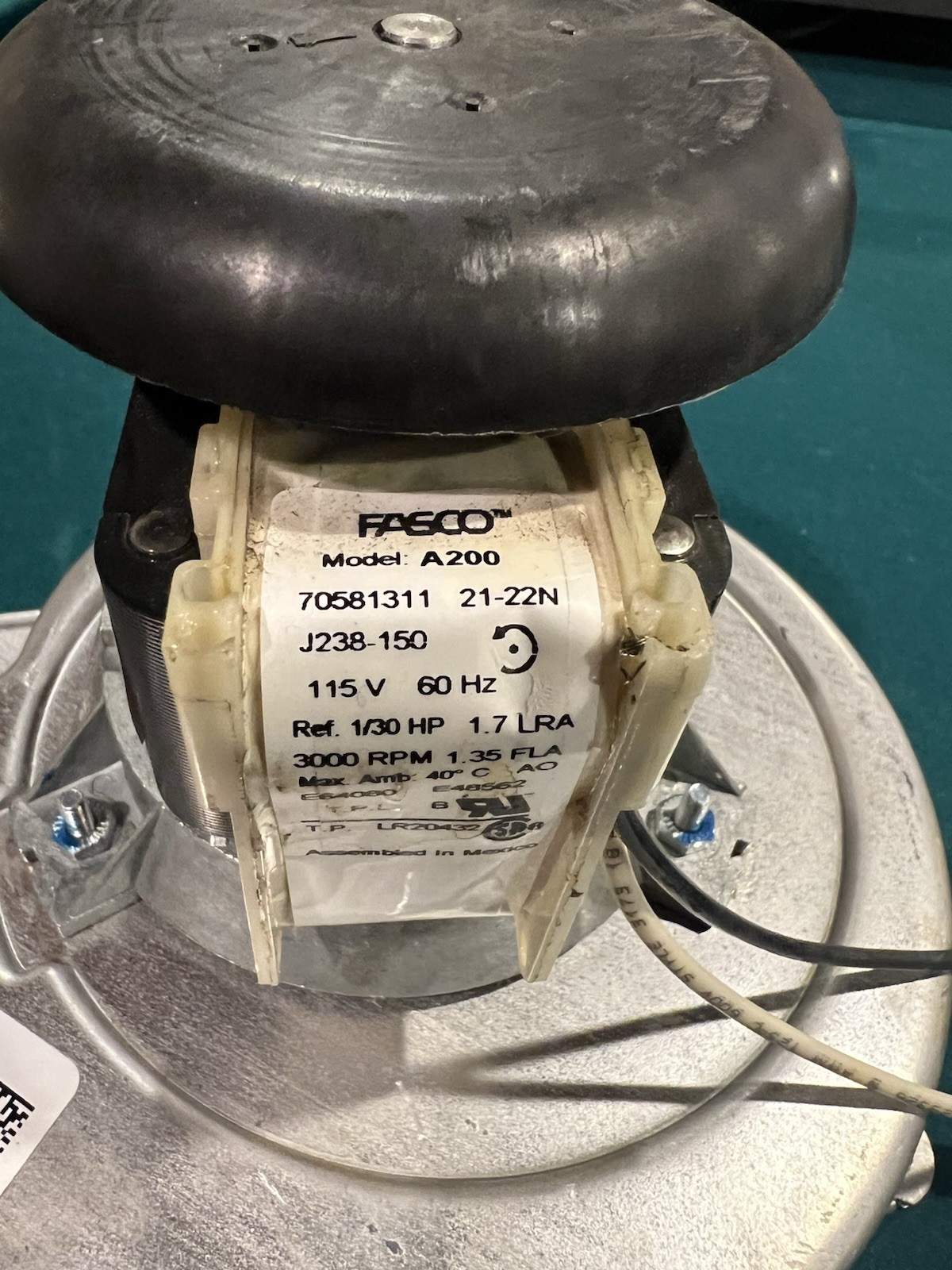 FASCO A200 Draft Inducer Motor Lennox Elite Series Furnace 70581311