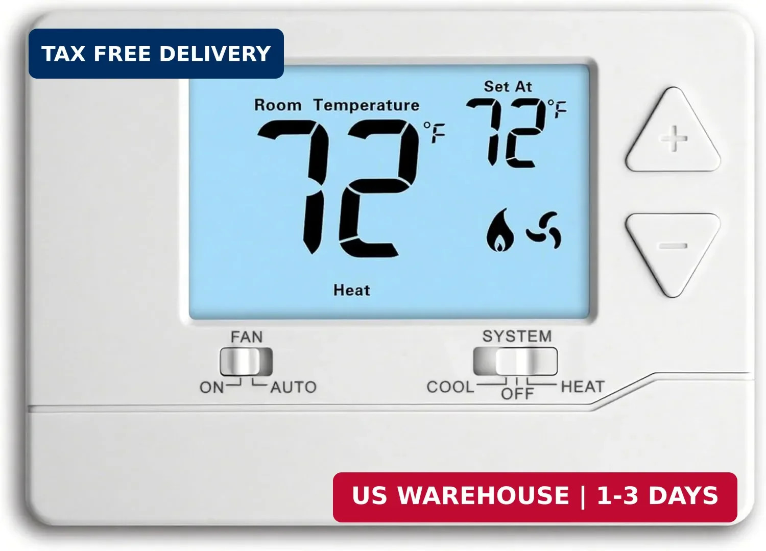 Thermostat for Home Non-Programmable Single-Stage Systems,1 Heat / 1 Cool,Easy D