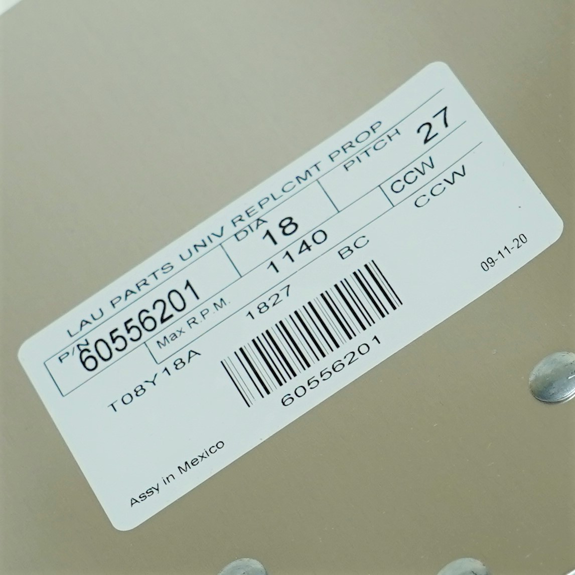 Lau 60556201 18″ Fan Blade CCW Rotation 27 Degree Pitch 3 Blades