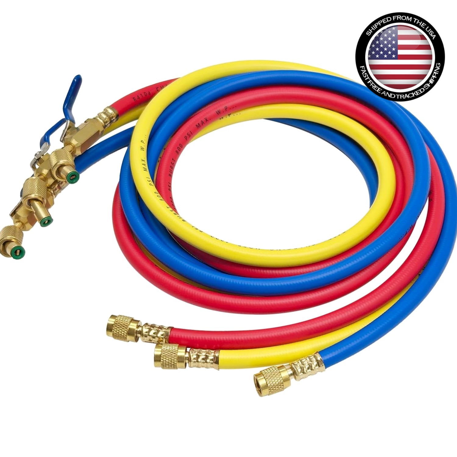 Yellow Jacket 29986 Plus II 1/4″ Hose with Compact Ball Valve, 72″ (Pack of 3)!