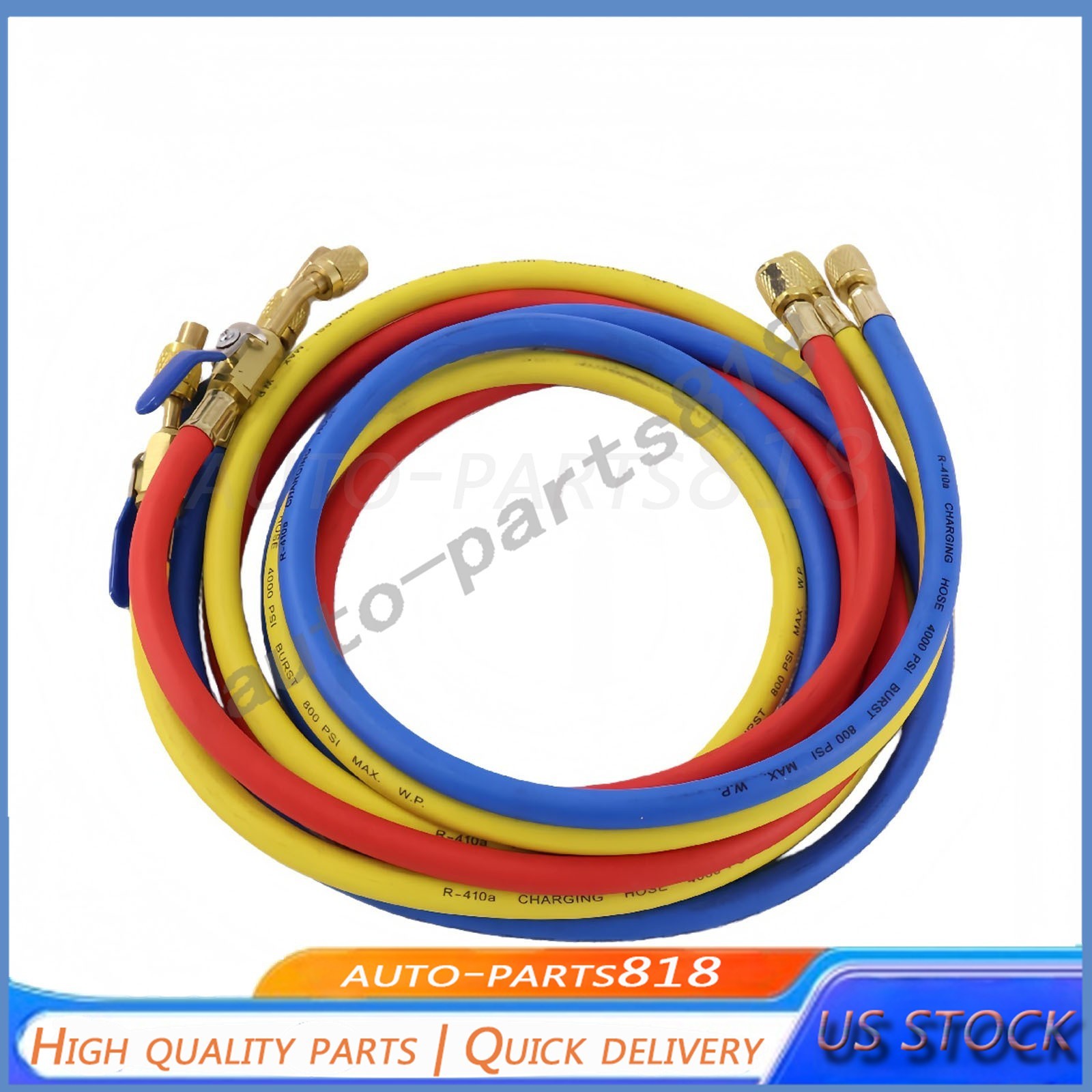 For R-410A Refrige 3Pack 29986 Plus II 1/4″ Hose with Compact Ball Valve 72″ US
