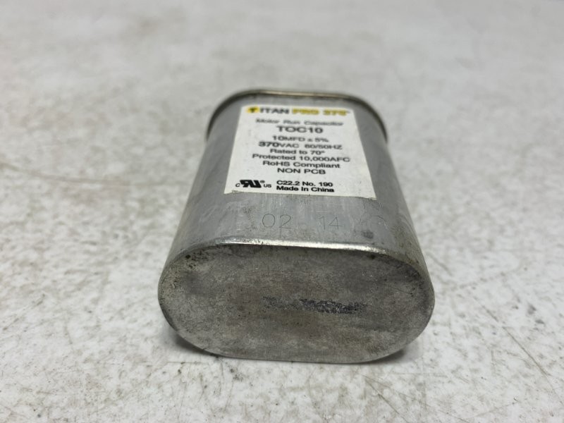 Titan Pro TOC10 Motor Run Capacitor 10MFD 370VAC Oval