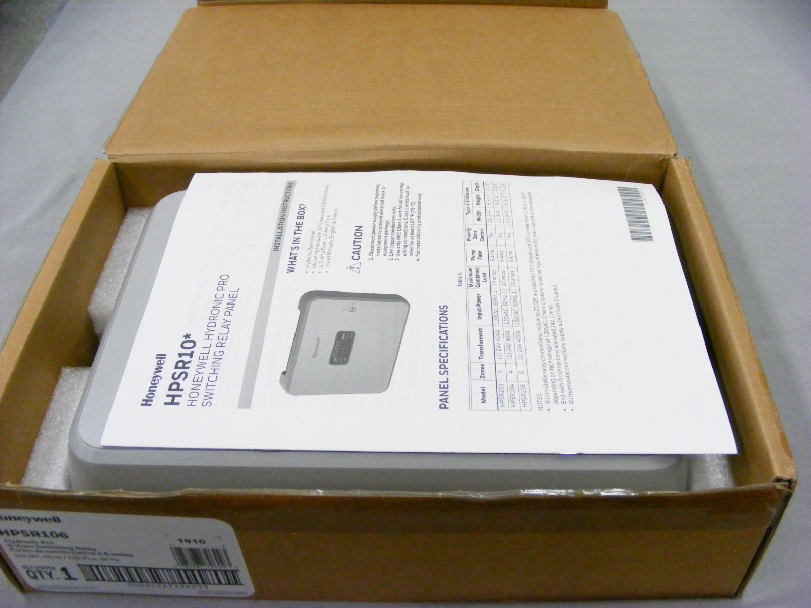 Honeywell HPSR106 Hydronic Pro 6 Zone Switching Relay Panel Heating Boiler