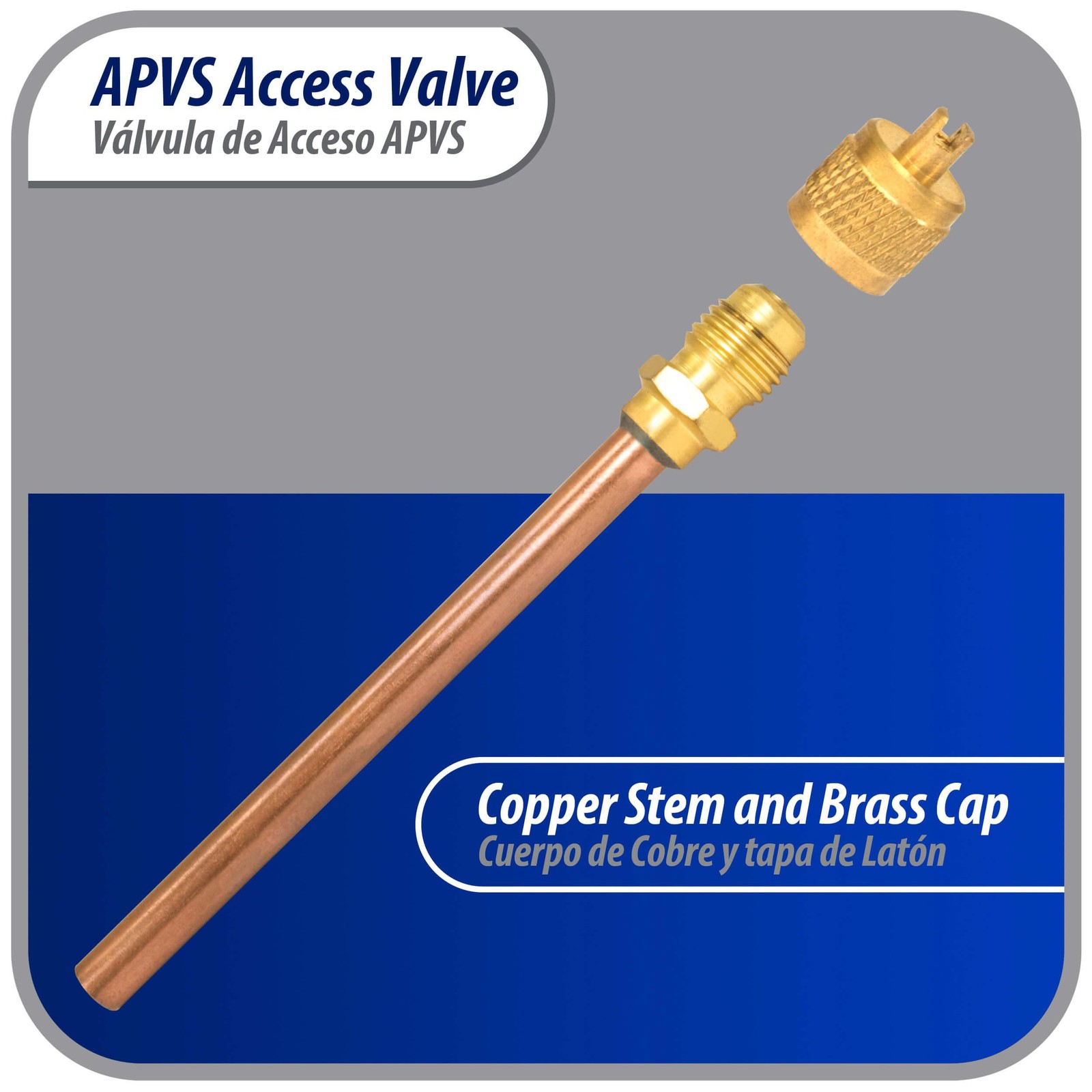 Appli Parts APVS-14143 1/4 in SAE Access Schrader Valve x 1/4 ODF x 3 in Copper
