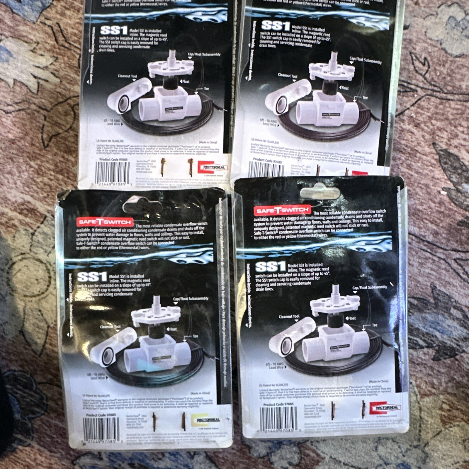 (4pack) RectorSeal Safe-T-Switch SS1 Condensate Overflow Switch 24V 3A MPN 97637