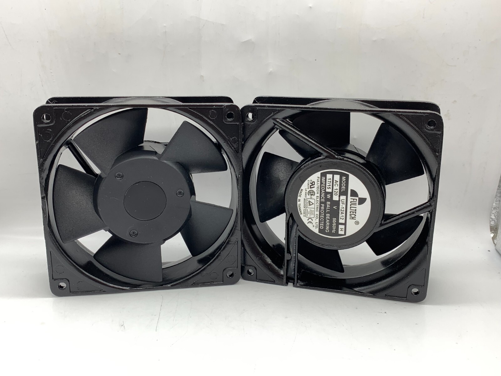2X PCS FullTech UF-12A12 H Fan 120mm 120VAC 50/60HZ 17/15W Ball Bearing 2-Pin