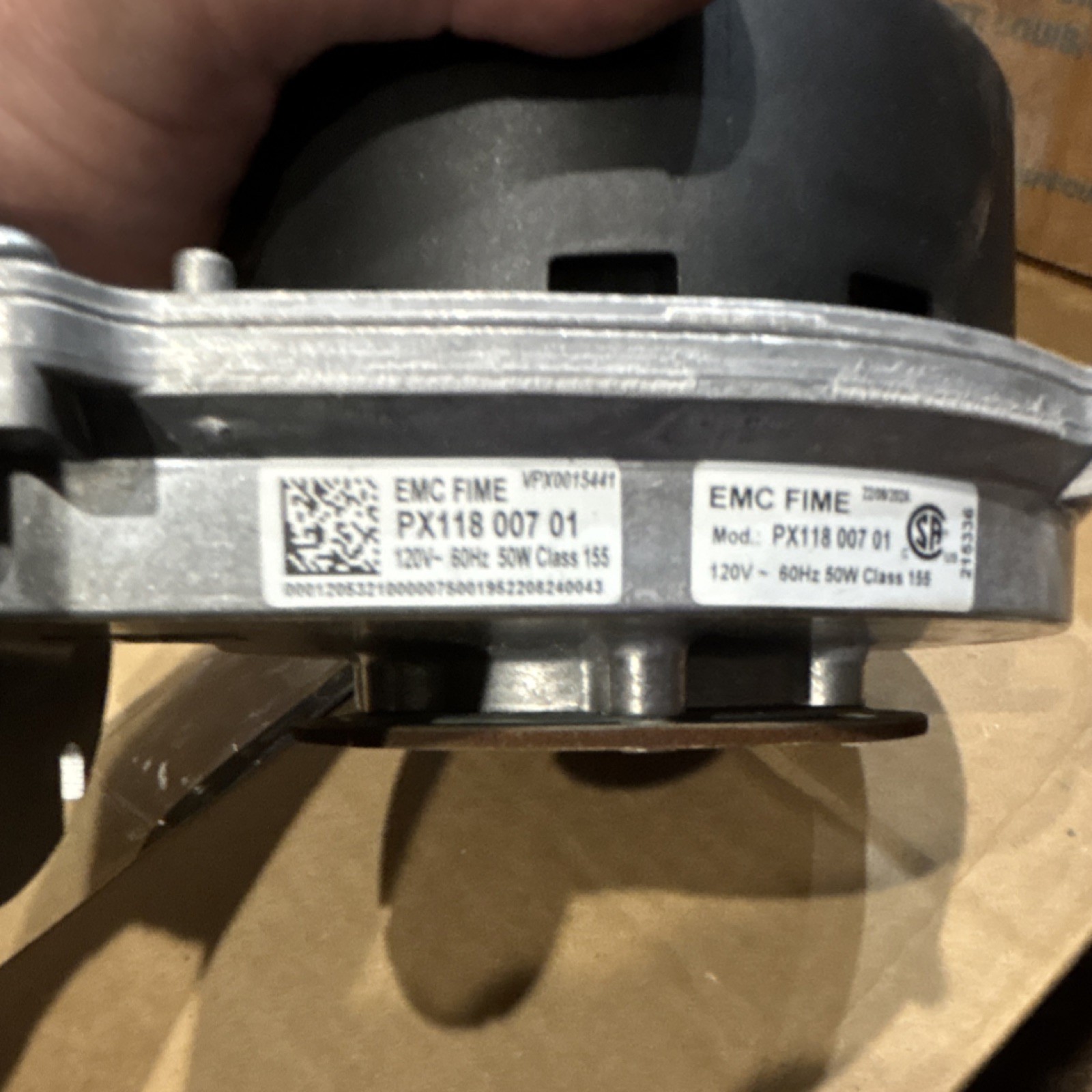 EMC FIME PX118 007 01 7500P-195 Combustion Blower Motor 120V 1 Phase Aluminum