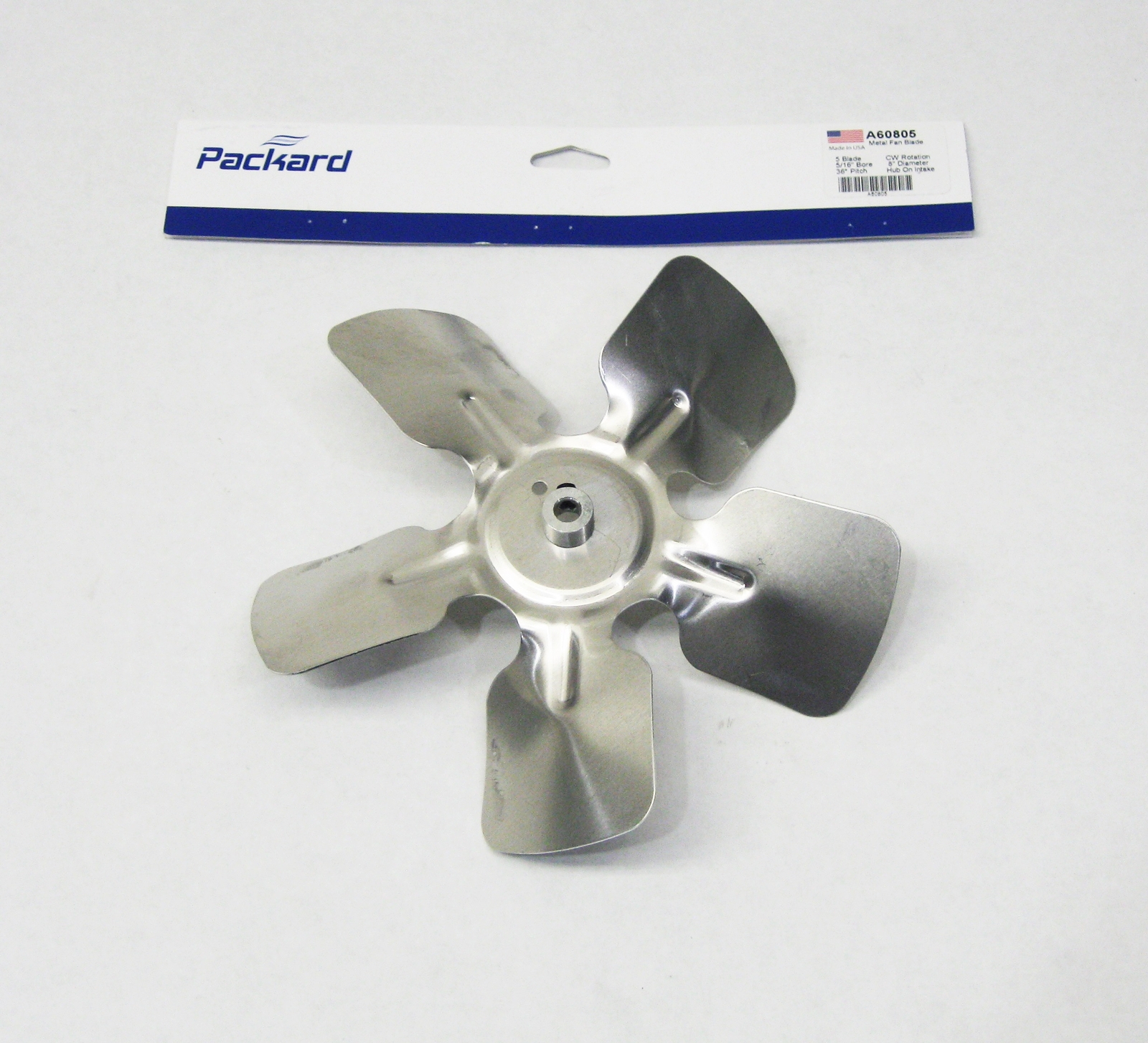 A60805 Metal Fan Blade 8″ Diameter 5 Blades 5/16″ Bore Hub CW 36 Degree Prop