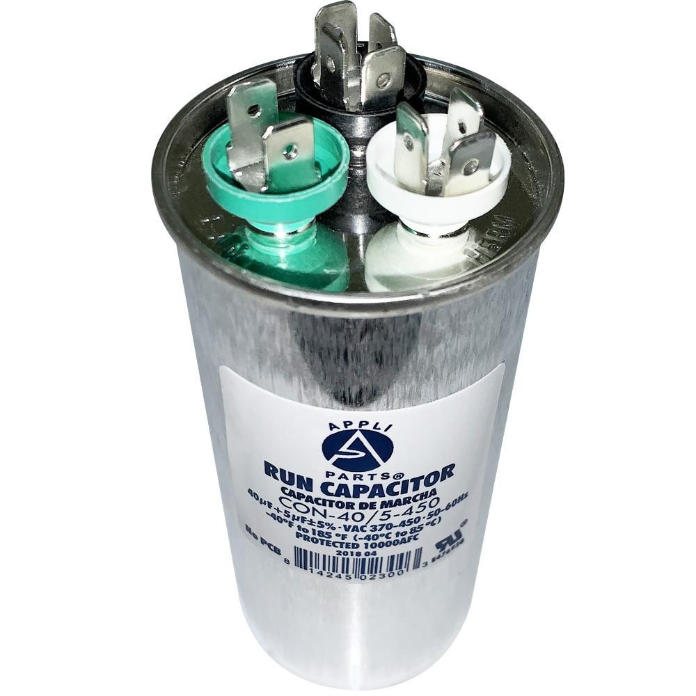 Appli Parts Dual Run Capacitor for ac 40+5 Mfd uF (microfarads) 370 VAC or 450 V