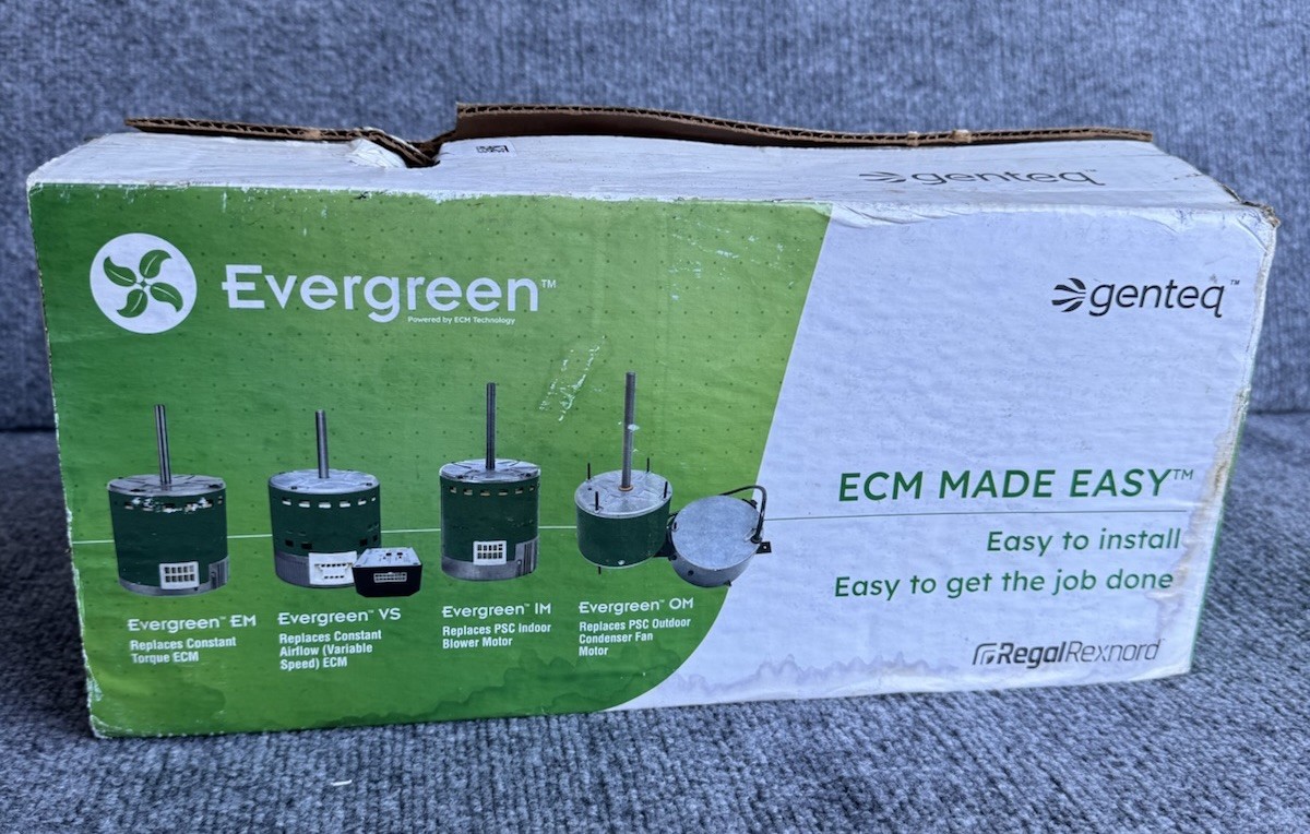 Evergreen EM 1HP ECM Blower Motor 208-230V 1075RPM 6207E Open Box