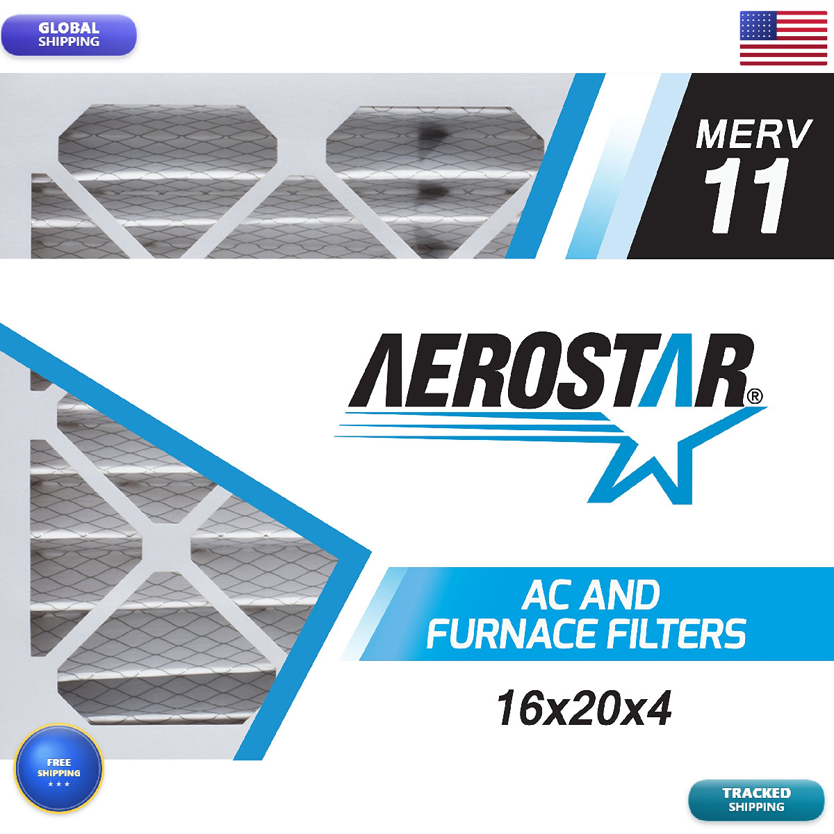 Aerostar 16X20X4 Merv 11 Air Filter 6 Count Actual Size 15.50 X 19.50 X 3.63