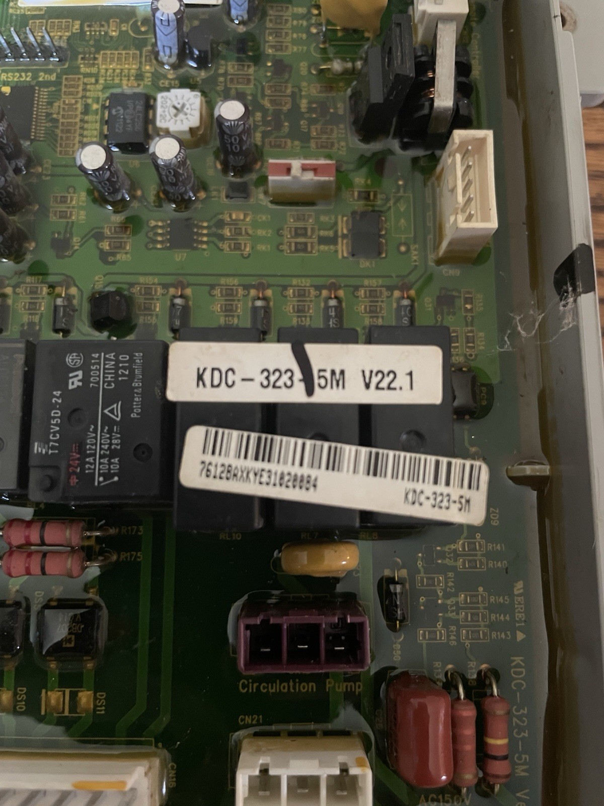 Navien #30000181A, KDC-323-5M V22.1 Primary PCB Control Board. Used, Good