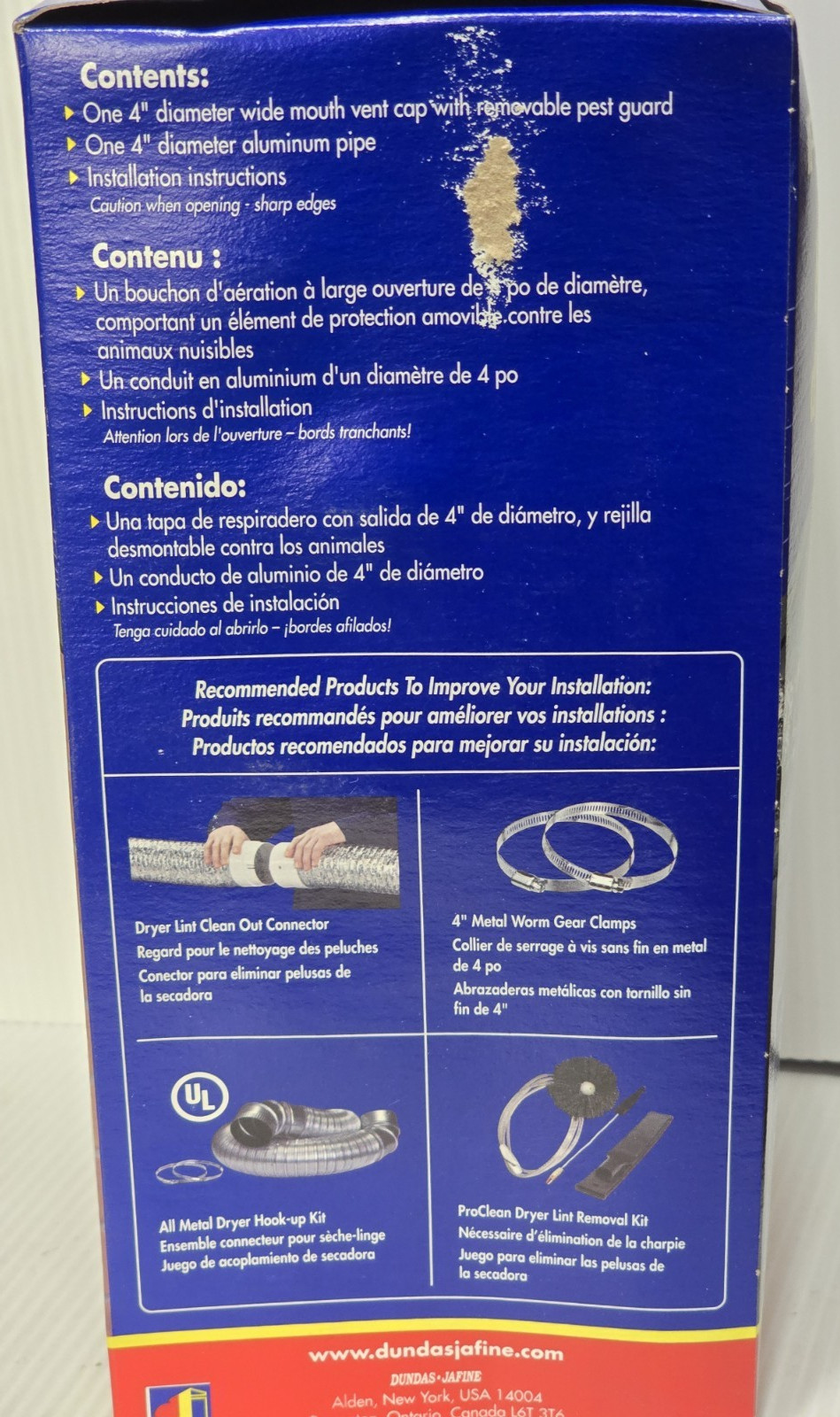 Dundas Jafine ProMax 4 In. White Plastic Dryer Vent Hood BPMH4WZW w/ Pest Guard